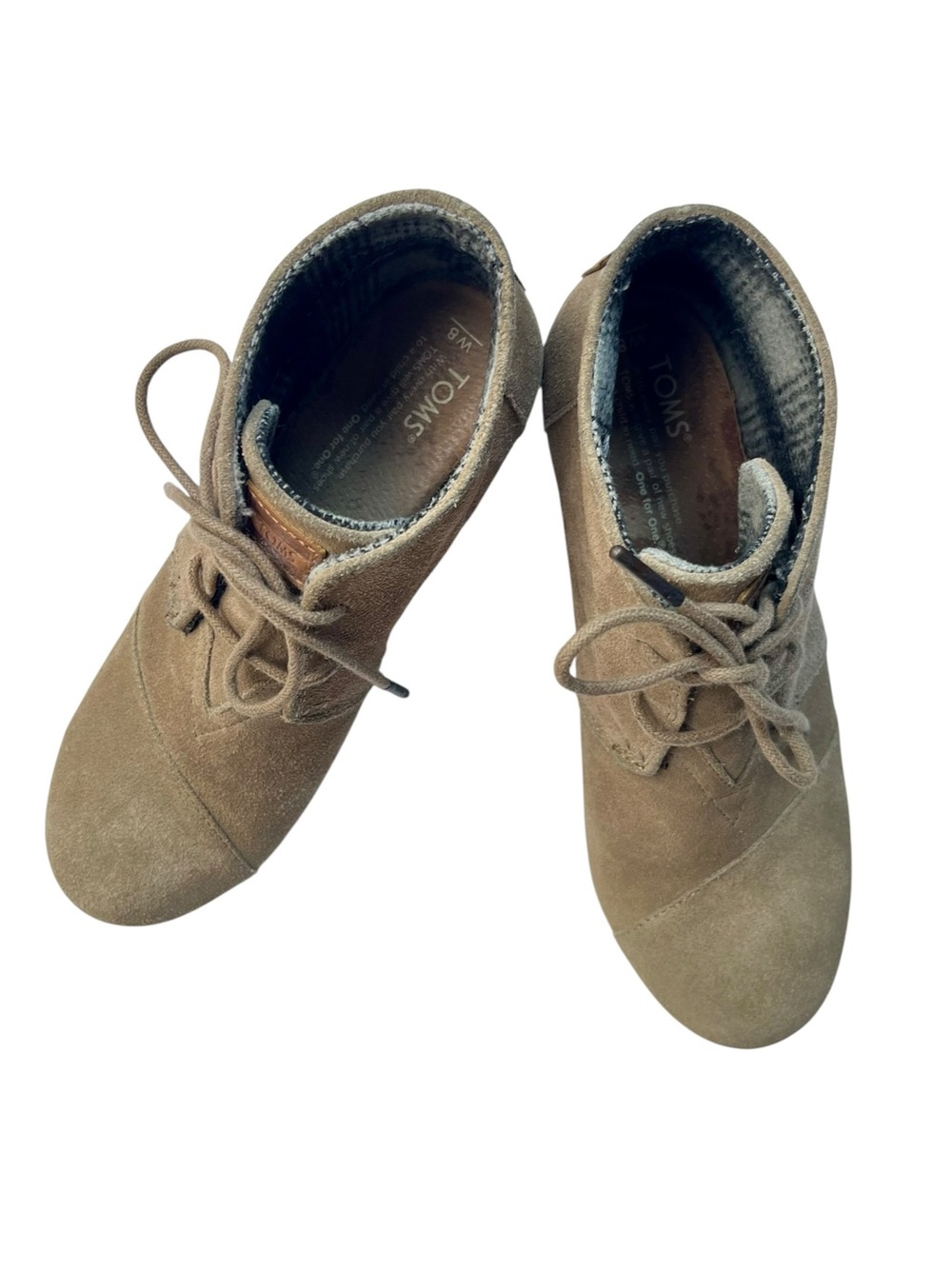 TOM’s Women's Taupe Lace-Up suede Wedge Ankle Boots size 8 W. - sku 2 - Picture 8 of 11
